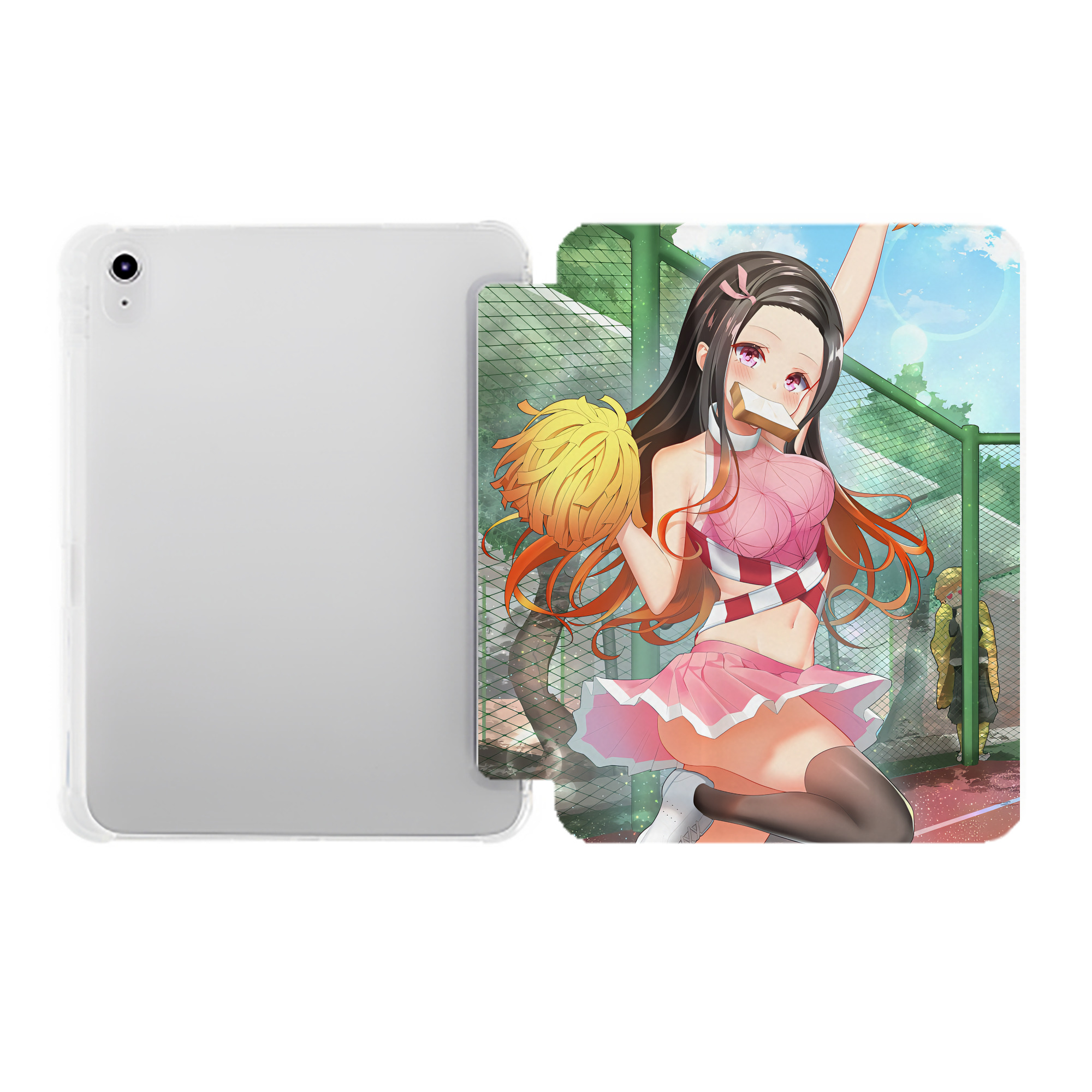 （画像用） 鬼滅の刃（きめつのやいば）竈門 禰󠄀豆子／かまど ねずこ Kamado Nezuko IPad ケース ペン収納付き 三つ折りスタンド PUレザー×シリコン 対応機種9.5/10.5/10.9インチ